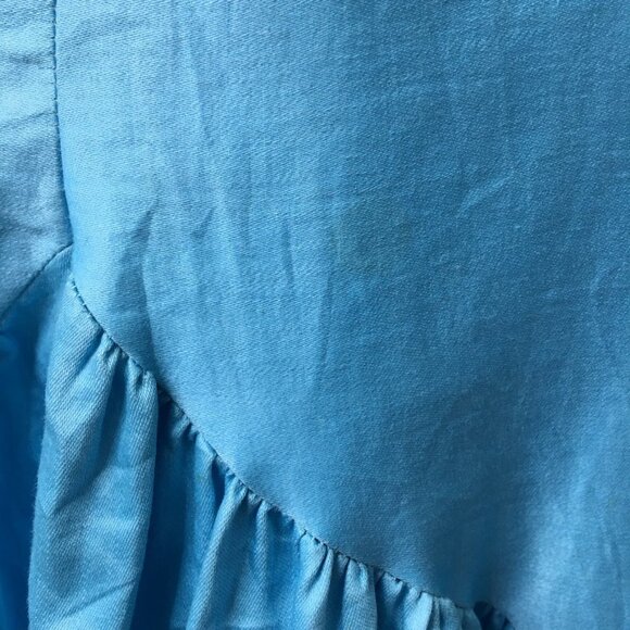 An Original Hawaiian Togs Maxi Dress Size Small Blue Ruffled Cotton Vintage - Picture 13 of 16